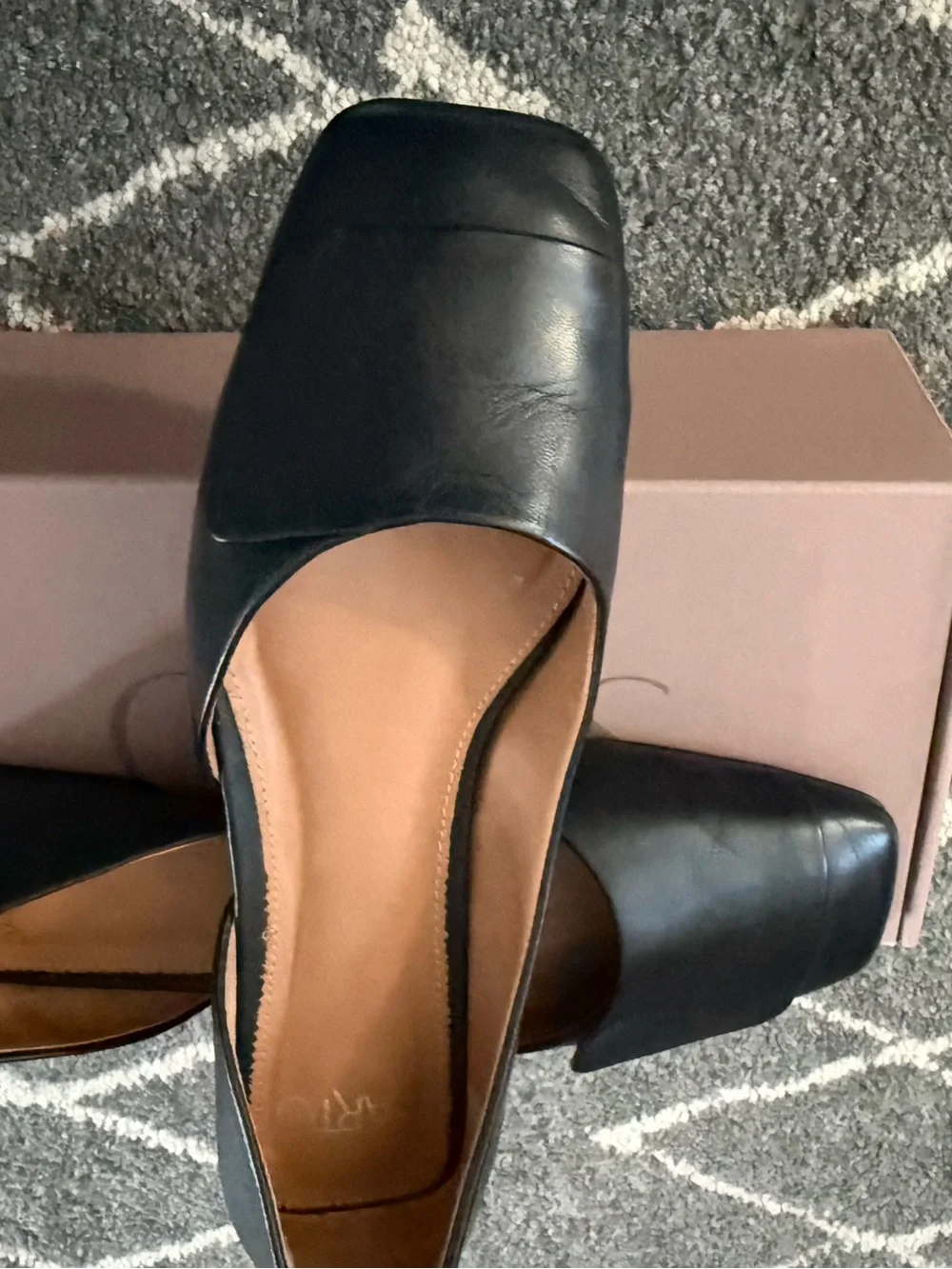 Franco Sarto Women's Square-Toe Leather Flats; Black